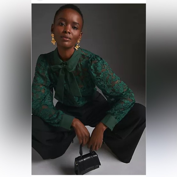 dolan Tops - Dolan Emerald Green Lace Blouse